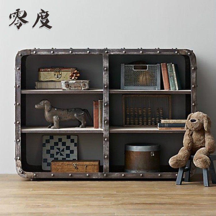 美式loft工业风铁艺实木做旧玄关展示书柜置物书架复古储物餐边柜在类目 住宅家具, 柜类, 餐边柜中 - 来自Buy2taobao.com提供专业的淘宝代购服务