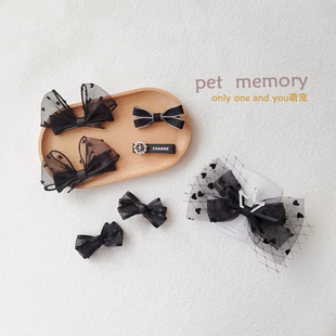 手工迷你碎发宠物bb夹蝴蝶结发夹小香风猫咪约克夏马尔济斯比熊