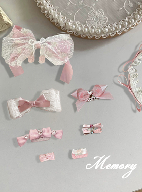 手工迷你碎发宠物bb夹蝴蝶结发夹粉色猫咪约克夏马尔济斯比熊