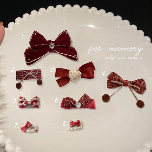 手工迷你碎发宠物bb夹蝴蝶结发夹狗狗猫咪约克夏马尔济斯比熊