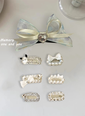 手工迷你碎发宠物bb夹蝴蝶结发夹小香风猫咪约克夏马尔济斯比熊