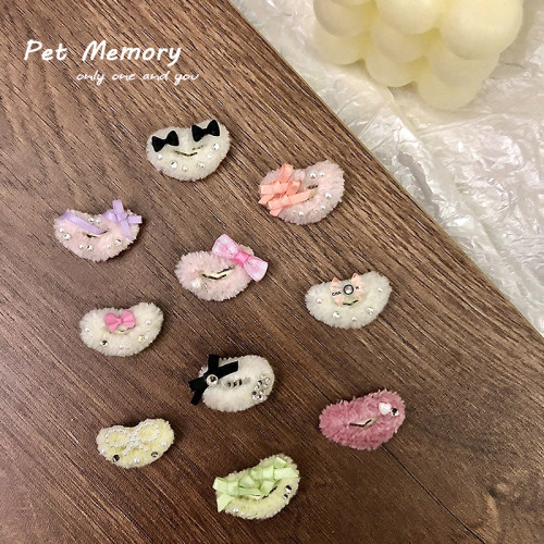 宠物发夹新款手作BB夹狗狗猫咪小香风珍珠发夹梳蝴蝶结马尔济斯狗