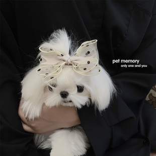 小香风优雅可爱宠物发夹新款 手作BB夹狗狗猫咪珍珠发夹梳蝴蝶结