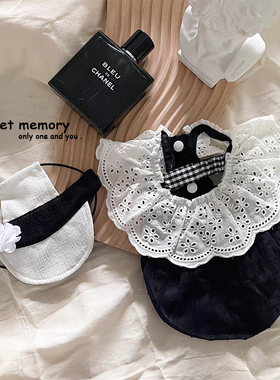 INS新款马尔济斯秋冬衣服比熊泰迪小香风名媛蝴蝶结宠物猫咪裙子