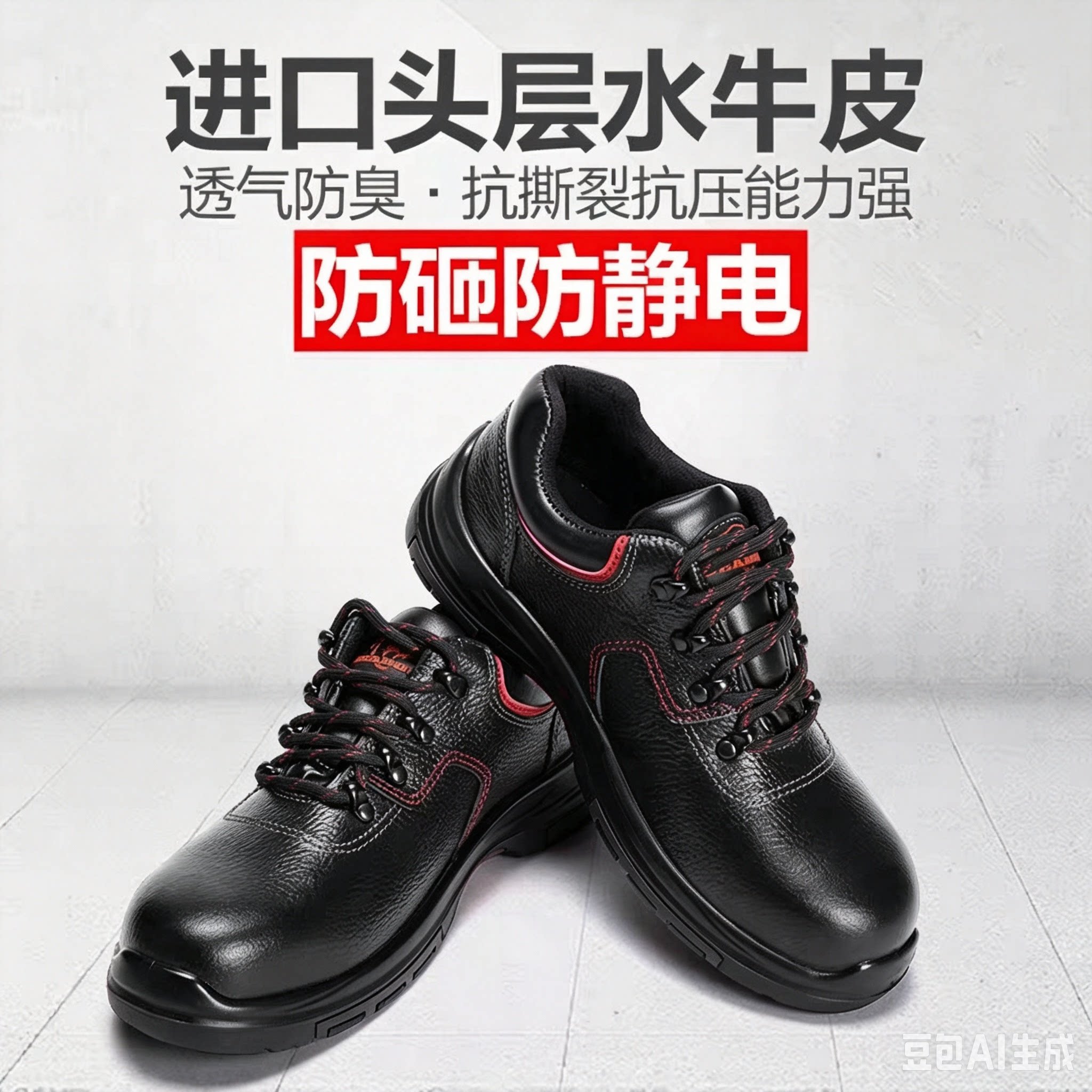 华信吉豹7110S劳保鞋安全鞋防静电钢包头防砸防刺穿橡胶底防滑男