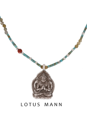 宋轶正品限量文殊绿度母四臂象鼻财神摩诃迦罗瑜伽菩萨925银项链