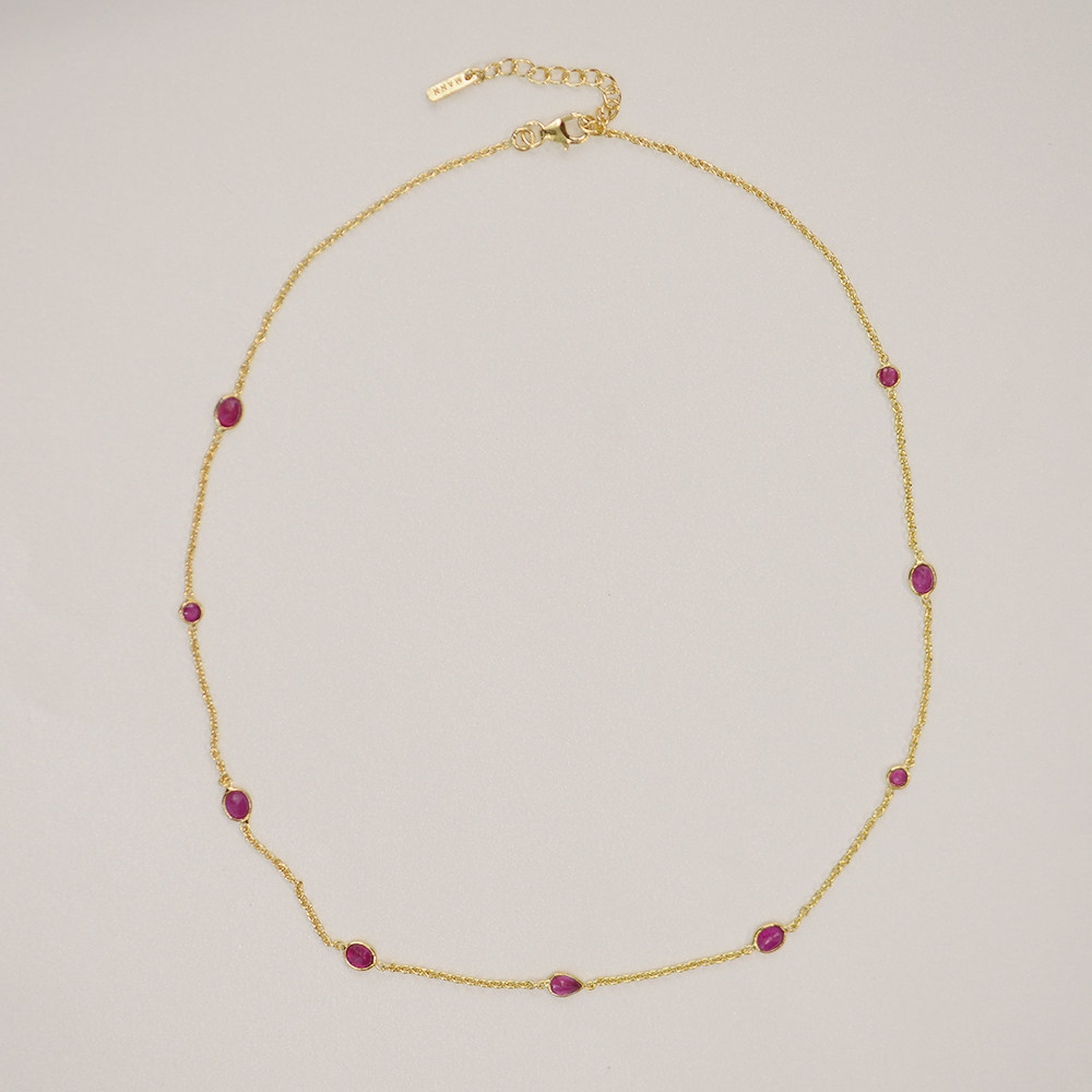 即将售罄Ruby Vermeil红宝石进口手工包925银镀金项链lotusmann