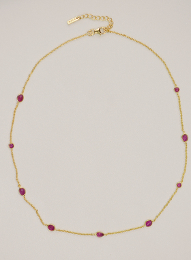 即将售罄Ruby Vermeil红宝石进口手工包925银镀金项链lotusmann