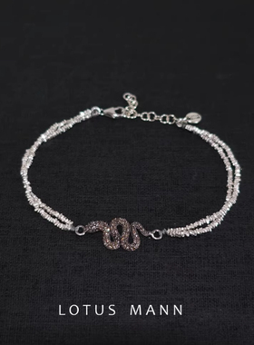 天然香槟钻石与手打细银珠手链灰钻绿色蓝宝石