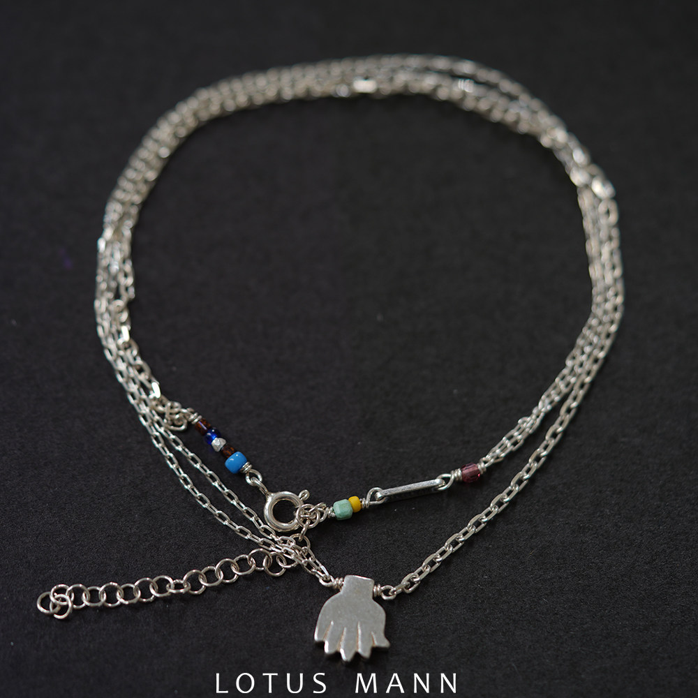 小守护. 纯银珠彩珠佛手项链 lotus mann