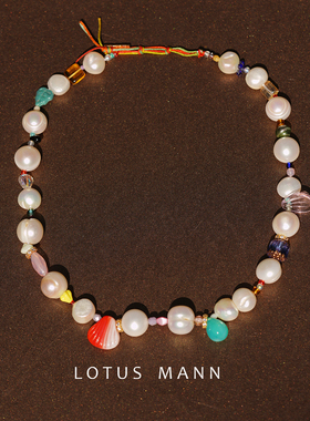 Flora.绝版琉璃古董梦幻花园油画与大颗天然珍珠项链串珠花朵