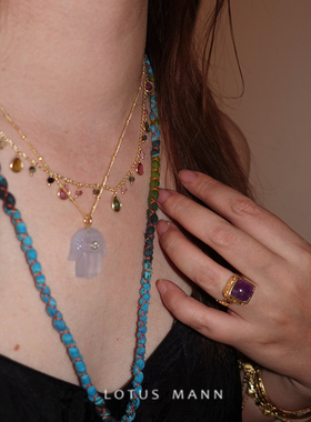 花朵紫泡芙.紫水晶 古董造型银镀金戒指 二月生辰