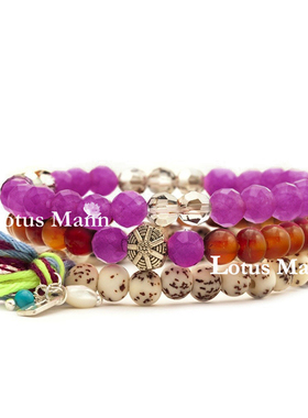 红玛瑙与桃色玉石菩提高密手链