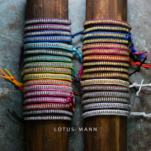 路塔斯曼22色925纯银手工印花珠编绳手链手绳男女简约