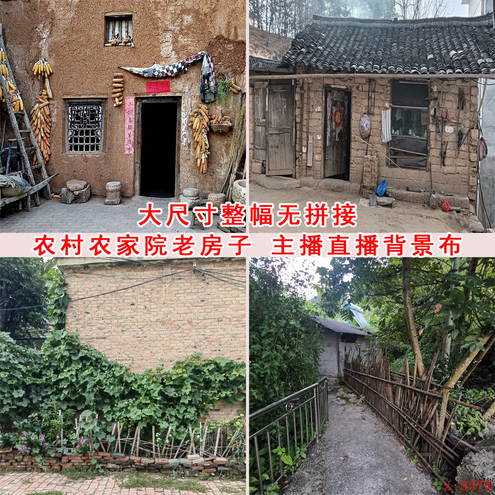 主播直播背景布农村农家院老房子