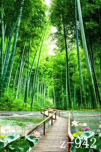 新抖音快手主播直播拍段子视频背景布竹林风景春季 花草3d立体942