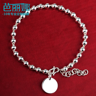 纯银铃铛脚链女款性感999足银圆牌古风宫廷刻字七夕情人节礼物