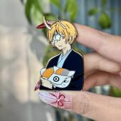 夏目友人帐周边金属徽章 夏目贵志猫咪老师珐琅胸针 动漫配饰pin