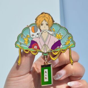 夏目友人帐仿珐琅金属徽章 夏目贵志猫咪老师胸针 珠光徽章pins