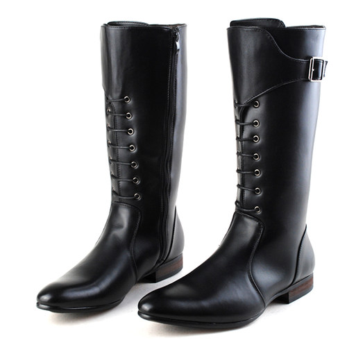 韩版潮流尖头英伦演出型男高筒靴