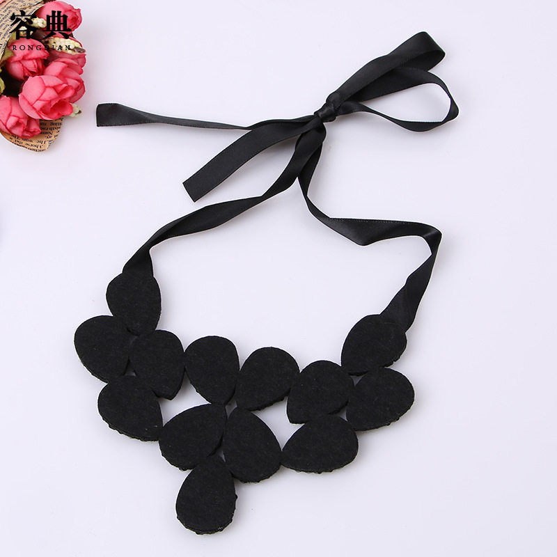 EUROPEAN AND AMERICAN RETRO COURT STYLE CRYSTAL LARGE G TONE CRYSTAL FALSE COLLAR WATER DROP SHAPE SHORT NECKLACE FAKE COLLAR