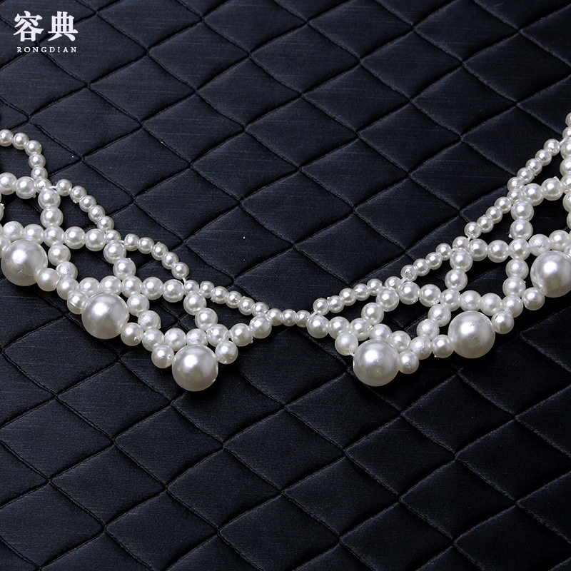2019 EXQUISITE MULTI-LAYER HOLLOW PEARL DECORATION NECKLACE KOREAN VERSION JEWELRY SHORT CLAVICLE CHAIN FAKE COLLAR