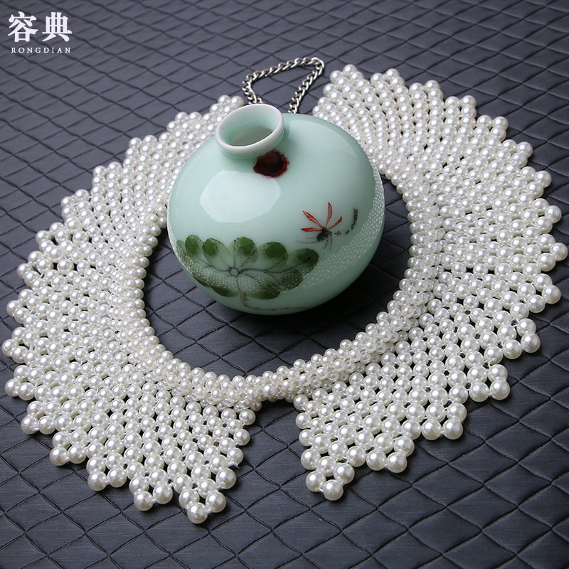 FASHION WOMENS SHORT PEARL FALSE COLLAR KOREAN KOREAN VERSION EXAGGERATED ACCESSORIES FAKE COLLAR PEARL NECKLACE B20