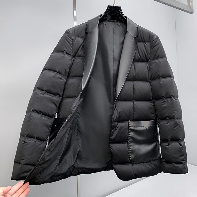 25697P45025冬季90%白鸭绒绵羊皮小西装羽绒控658,男装西服套装,钱塘2019