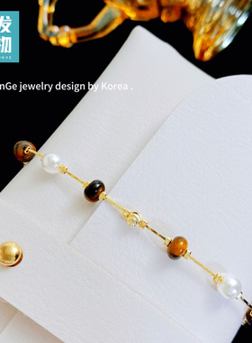 老钱风虎眼石珍珠手链