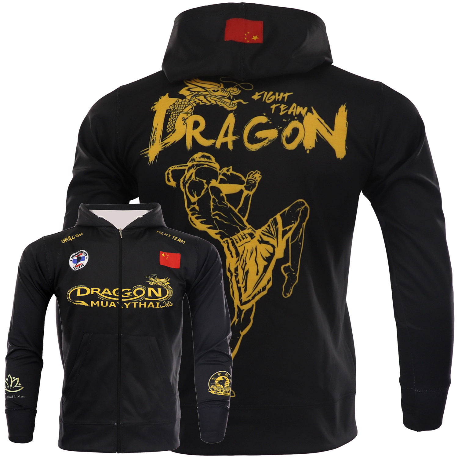 CHINESE DRAGON MMA SWEATER FIGHTING ZIPPER HOODED FITNESS LONG SLEEVE UFC FIGHTING THAI BOXING SPORTS JACKET MENS BROADCAST REQUEST