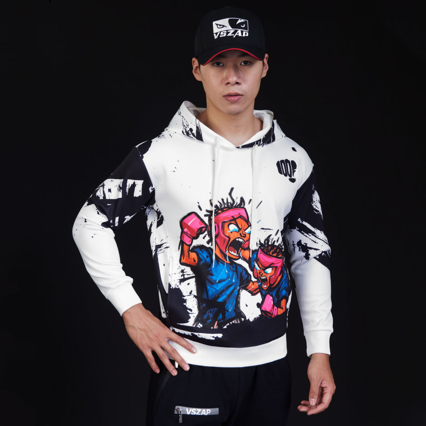 柔猴像素拳击套头卫衣MMA格斗训练运动健身跑步比赛速干长袖透气