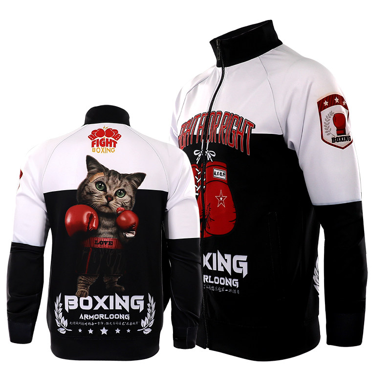 BOXING CAT FIGHTING SPORTS BOXING GYM MUAY THAI FIGHTING MMA MENS AND WOMENS JACKETS UFC TRAINING QUICK DRY MARTIAL ARTS STYLE CUSTOM