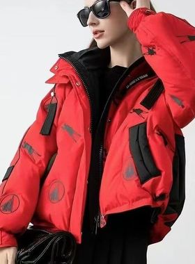 Awake girl美少女品牌羽绒服女短款连帽加厚保暖运动个性外套