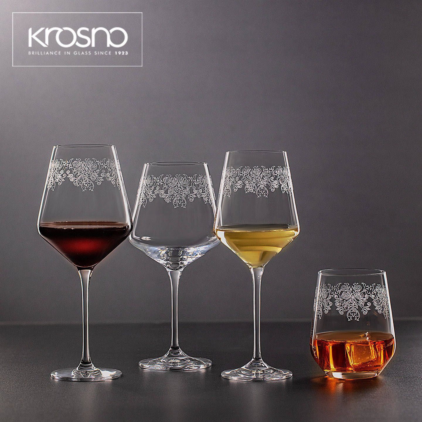 KROSNO进口复古花纹红酒杯水晶玻璃波尔多高脚杯白葡萄酒杯水杯子,餐饮具,葡萄酒/红酒杯,淘宝优惠券,粉丝福利购,淘宝优惠卷