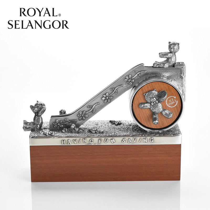 皇家雪兰莪ROYAL SELANGOR小熊储蓄投币盒手工锡制品锡器饰物盒子