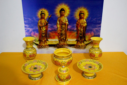 陶瓷佛前观音财神爷贡品供果盘