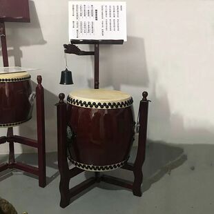 台湾牛皮鼓法器道场法鼓铃鼓牛皮鼓实木大三脚鼓架寺院钟鼓法器