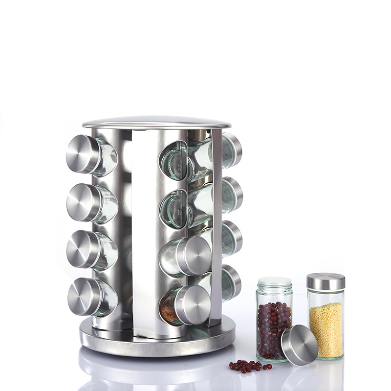 Rotating Spice Rack Organizer with Jars Seasoning Organizer