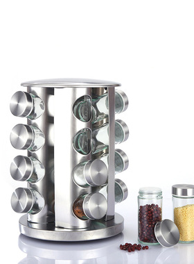 Rotating Spice Rack Organizer with Jars Seasoning Organizer