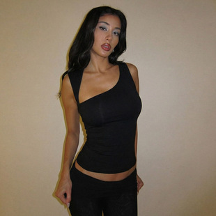 Solid 2026修身 Tank 欧美女装 辣妹风纯色百搭背心上衣 Top Women