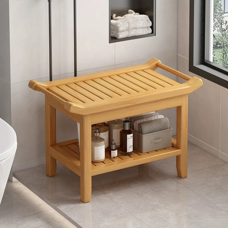 楠竹浴室坐凳脚凳淋浴换鞋卫生间实木老人洗澡淋浴房凳子防水防滑