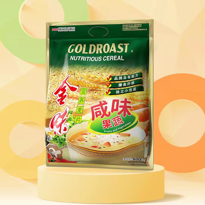 金味咸味果蔬麦片/金味原味营养麦片600g/袋冲饮免煮早餐麦片可选