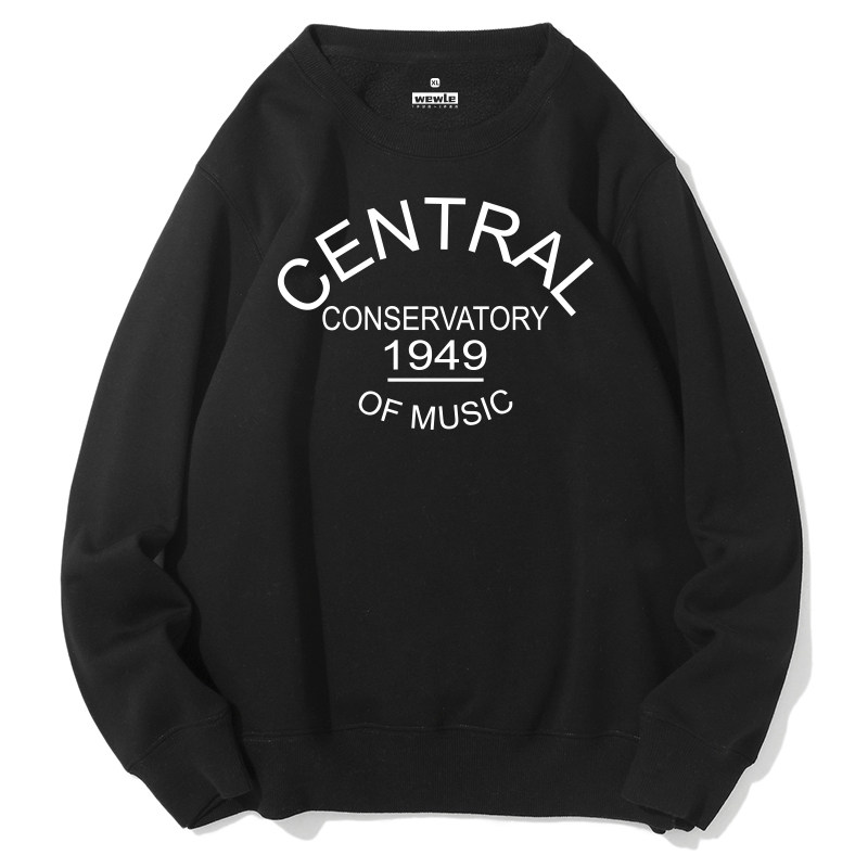 休闲字母复古CCOM纪念圆领加绒卫衣央音班服校服毕业定制长袖印花