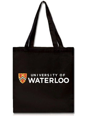 新品Waterloo滑铁卢大学UW帆布包单肩帆布袋纪念品女中号有拉链