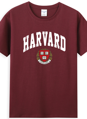 热卖爱在哈佛大学校徽班服圆领T恤校服文化衫HARVARD美国大学短袖
