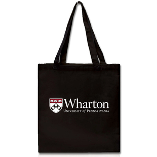 宾州大学沃顿商学院帆布袋 留学纪念布包 简约环保单肩拉链购物袋