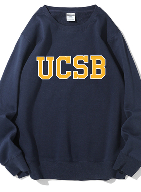 UCSB加州大学圣塔芭芭拉分校圆领加绒卫衣班服打底纪念品聚会校服