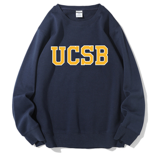 UCSB加州大学圣塔芭芭拉分校圆领加绒卫衣班服打底纪念品聚会校服
