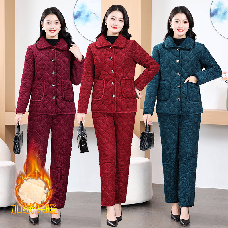 妈妈装春秋款洋气显瘦加棉加厚