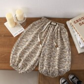 韩版 新品 宽松版 男女童纯色休闲长裤 儿童夏季 宝宝光板束脚裤 防蚊裤